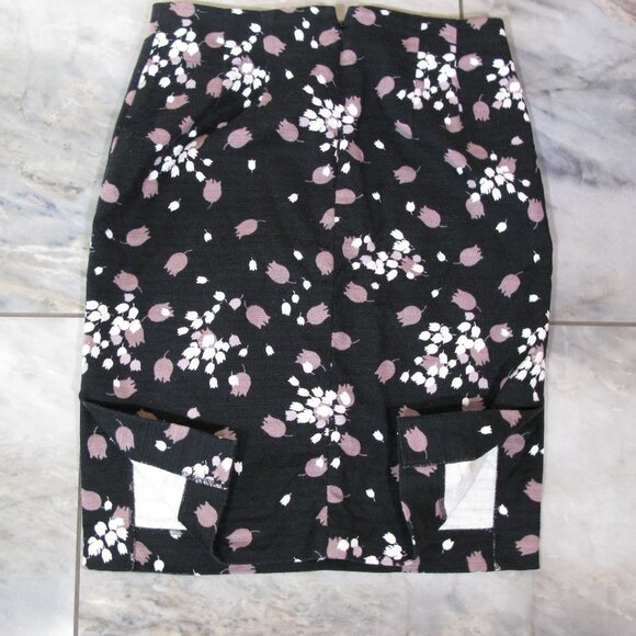 LOFT Black/Tan Floral Skirt Size 6 - Picture 4 of 4
